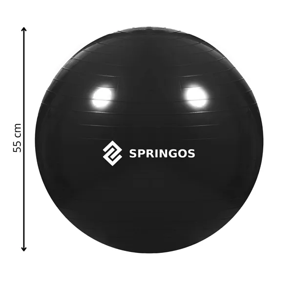 Fitness exercise ball with pump Springos FB0013, 55 cm, black