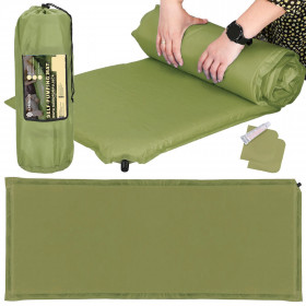 Самонадувающийся кемпинговый коврик Springos PM046, 180 см, с чехлом, зеленый