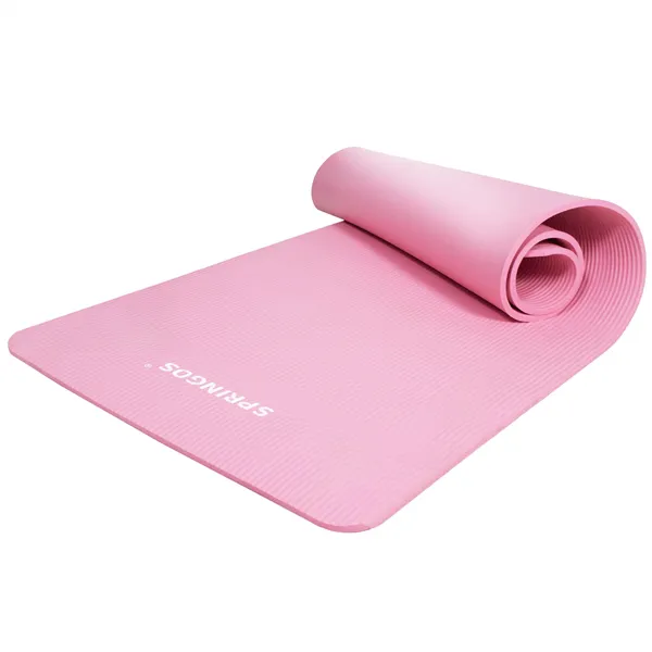 Universal exercise mat for fitness, yoga, pilates Springos YG0030, 183 cm, pink