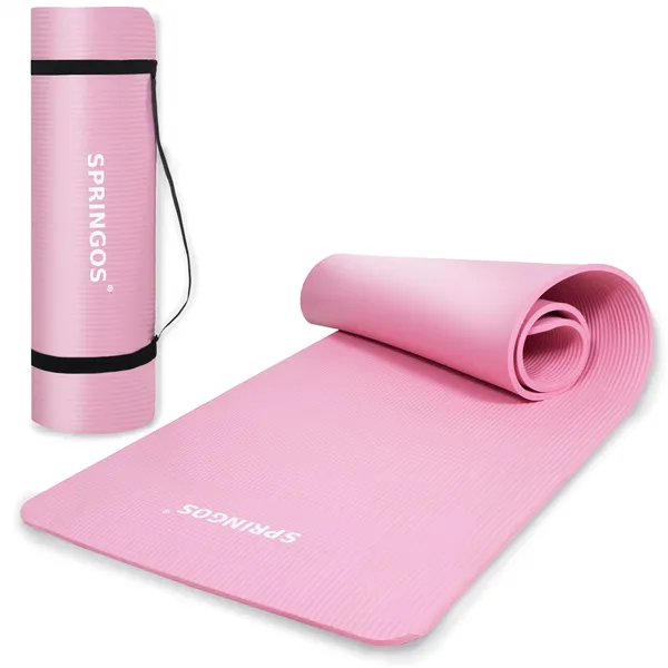 Universal exercise mat for fitness, yoga, pilates Springos YG0030, 183 cm, pink