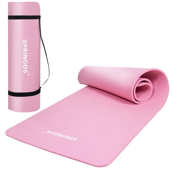 Universāls vingrošanas paklājiņš fitnesam, jogai, pilatesam Springos YG0030, 183 cm, rozā