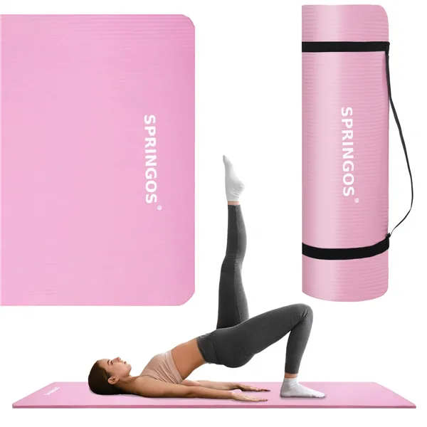 Universāls vingrošanas paklājiņš fitnesam, jogai, pilatesam Springos YG0030, 183 cm, rozā
