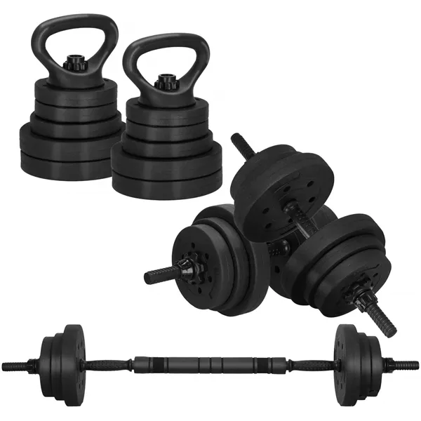 Adjustable dumbbell set Springos FA1672, 30 kg, bar + weights, black