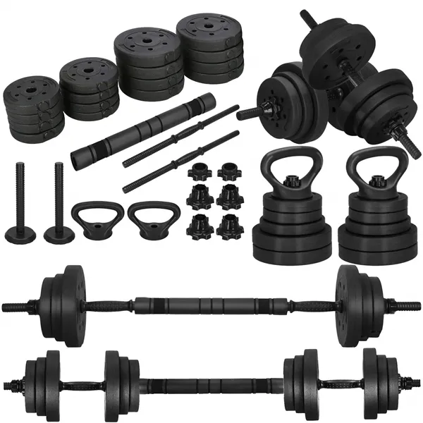 Adjustable dumbbell set Springos FA1672, 30 kg, bar + weights, black