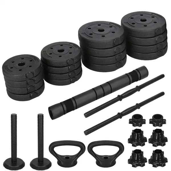 Adjustable dumbbell set Springos FA1672, 30 kg, bar + weights, black