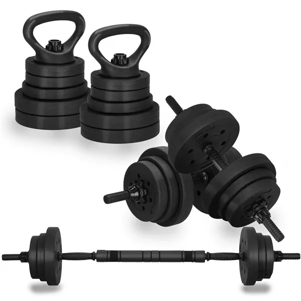 Adjustable dumbbell set Springos FA1672, 30 kg, bar + weights, black