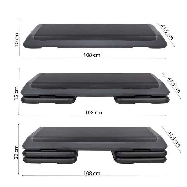 Степ-платформа для аэробики 3 уровня, Springos FA0107, черно-серый