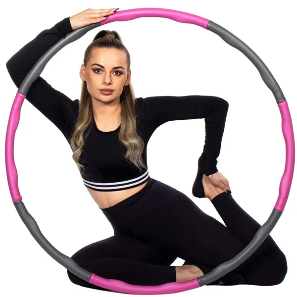 Hulavanne hieronnalla Springos FA0067 100 cm vaaleanpunainen-harmaa