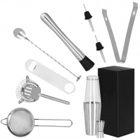 Bartender Set Boston Shaker Springos KI0009 11 pcs. Silver