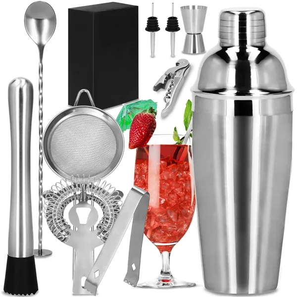 Bartender Set Shaker Stand Springos KI0010 11 pcs. Silver