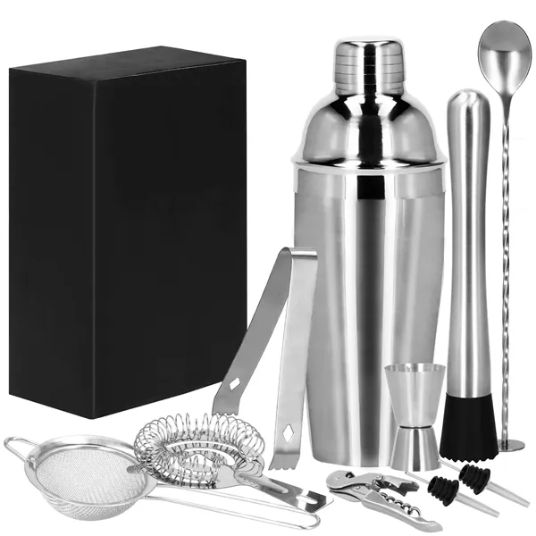 Bartender Set Shaker Stand Springos KI0010 11 pcs. Silver
