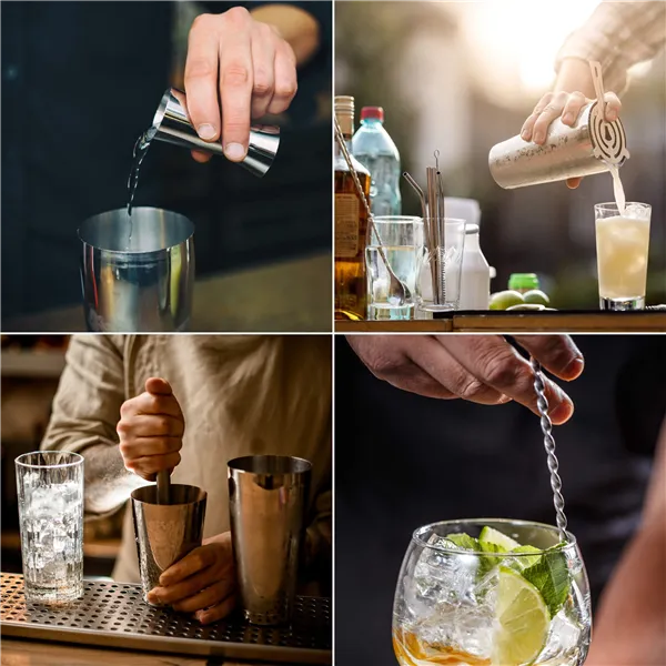 Bartender Set Shaker Stand Springos KI0010 11 pcs. Silver