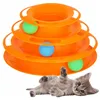 Interactive Cat Toy Ball Tower Carousel Springos PA0330 Orange