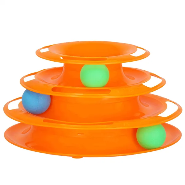 Interactive Cat Toy Ball Tower Carousel Springos PA0330 Orange