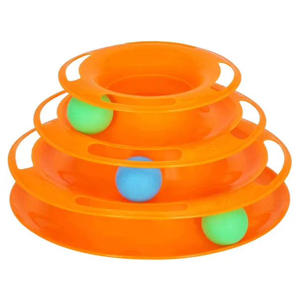 Interactive Cat Toy Ball Tower Carousel Springos PA0330 Orange