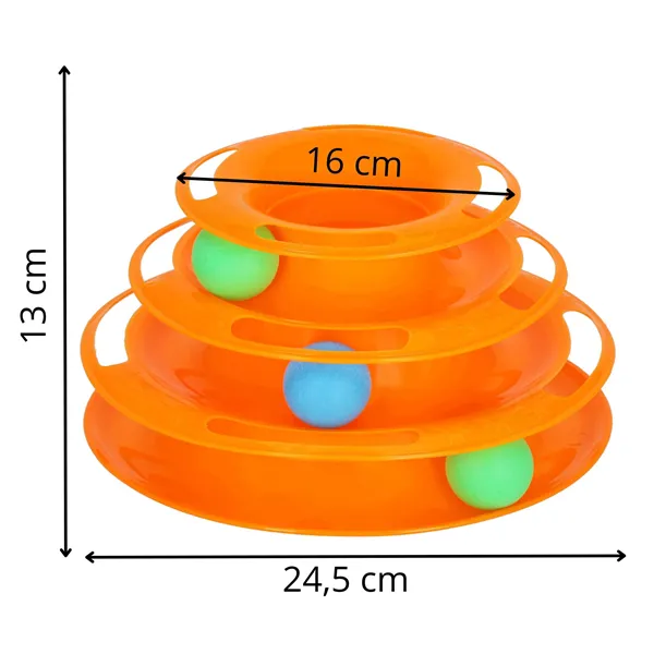 Interactive Cat Toy Ball Tower Carousel Springos PA0330 Orange