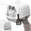 Closed Cat Litter Box with Scoop Springos PA0335 49x36x35 cm Gray-White