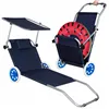 Garden Lounger Springos GC0044, Foldable, with Wheels and Canopy, Navy Blue