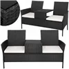 Garden Furniture Set Springos GF0068, Black, 3-in-1: 2 Chairs with Cushions + Table, Technorattan