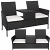 Garden Furniture Set Springos GF0068, Black, 3-in-1: 2 Chairs with Cushions + Table, Technorattan