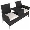 Garden Furniture Set Springos GF0068, Black, 3-in-1: 2 Chairs with Cushions + Table, Technorattan