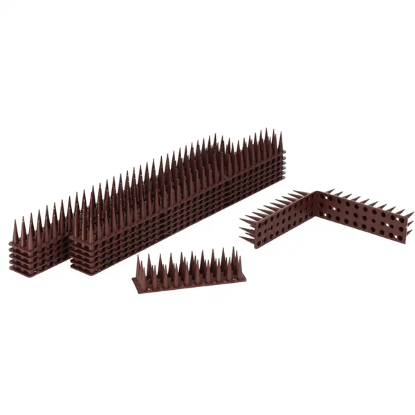 Anti-Bird Spikes Springos GA0018, Plastic Pigeon Repellent Strip, 12 pcs, Brown