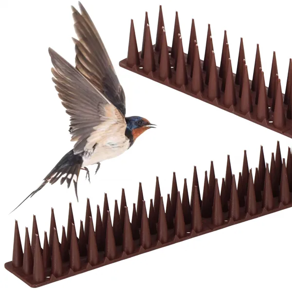Anti-Bird Spikes Springos GA0018, Plastic Pigeon Repellent Strip, 12 pcs, Brown