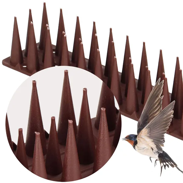 Anti-Bird Spikes Springos GA0018, Plastic Pigeon Repellent Strip, 12 pcs, Brown