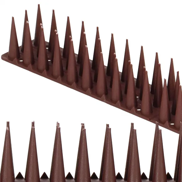 Anti-Bird Spikes Springos GA0018, Plastic Pigeon Repellent Strip, 12 pcs, Brown