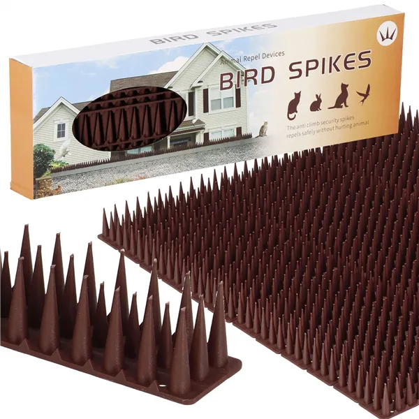 Anti-Bird Spikes Springos GA0018, Plastic Pigeon Repellent Strip, 12 pcs, Brown