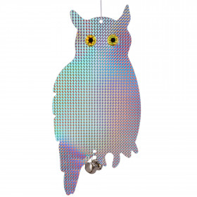 Lintukarkotin Springos GA0070, heijastava holografinen pöllö kelloilla, suoja kottaraisia ja varpusia vastaan