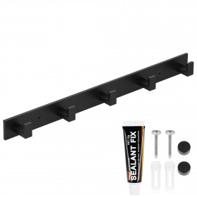 Wall-mounted bathroom hook rack Springos HA5179 5 hooks, black aluminum