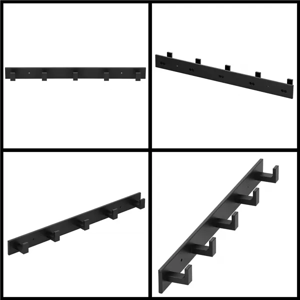 Wall-mounted bathroom hook rack Springos HA5179 5 hooks, black aluminum