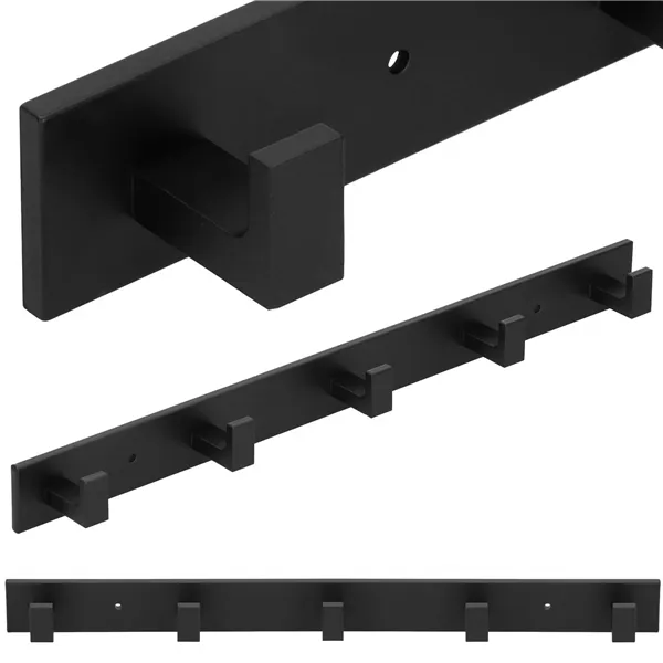 Wall-mounted bathroom hook rack Springos HA5179 5 hooks, black aluminum