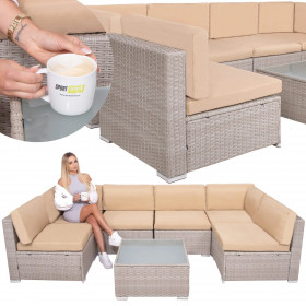 Modulaarinen puutarhakalustesetti Springos GF0064 sohvapöytä ja 6 moduulia, beige