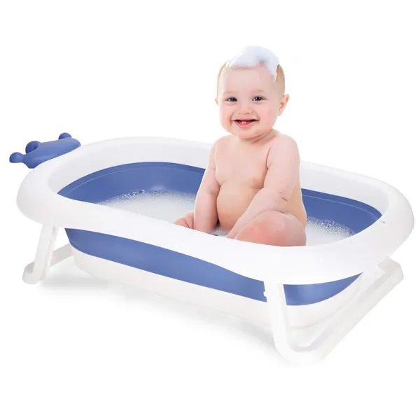 Baby bath folding Springos SB0058 40 L blue-white portable with plug