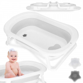 Springos SB0059 kannettava vauvan kylpyamme 40 L valko-harmaa taittuva tulpalla