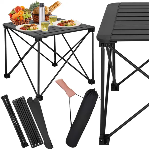 Foldable camping table Springos CS0113, 52.5x52.5x46 cm, black