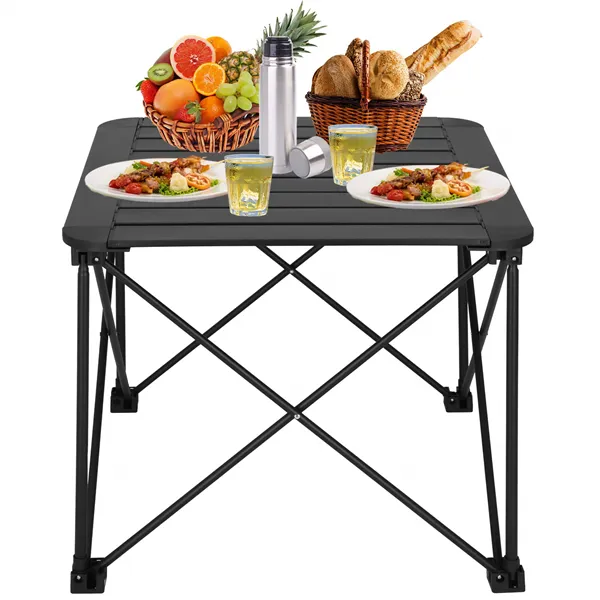 Foldable camping table Springos CS0113, 52.5x52.5x46 cm, black
