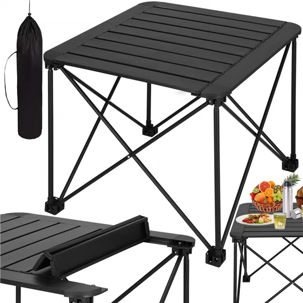 Foldable camping table Springos CS0113, 52.5x52.5x46 cm, black
