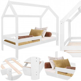 House-shaped bed Springos BD01 WHITE, 160x80 cm, wooden children's bed