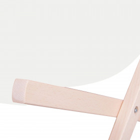 Garden deck chair Springos DC0001 WH, wooden, 3-position adjustable, white fabric