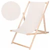 Garden deck chair Springos DC0010 ECRU, wooden, 3-position adjustable, ecru fabric
