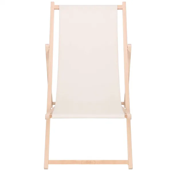 Garden deck chair Springos DC0010 ECRU, wooden, 3-position adjustable, ecru fabric