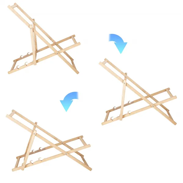 Garden deck chair Springos DC0010 ECRU, wooden, 3-position adjustable, ecru fabric