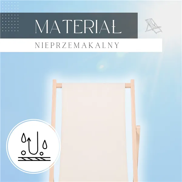 Garden deck chair Springos DC0010 ECRU, wooden, 3-position adjustable, ecru fabric