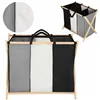 Laundry basket Springos LB0020 105 L with three fabric compartments, foldable, black, grey, ecru