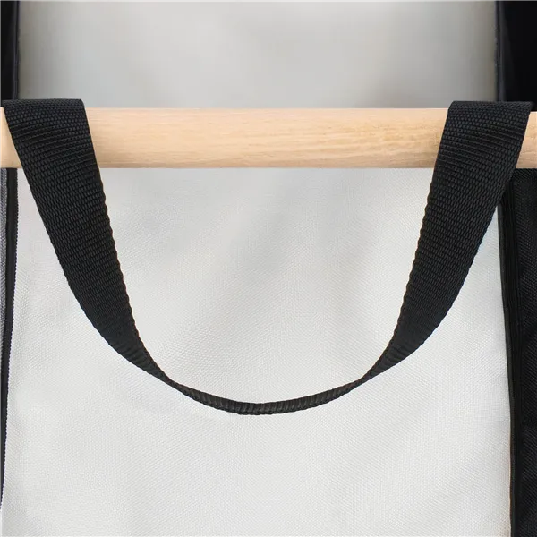 Veļas grozs Springos LB0020 105 L ar trīs auduma nodalījumiem, salokāms, melns, pelēks, ecru