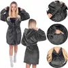 Women's bathrobe with hood Springos HA7364, size L/XL, dark gray