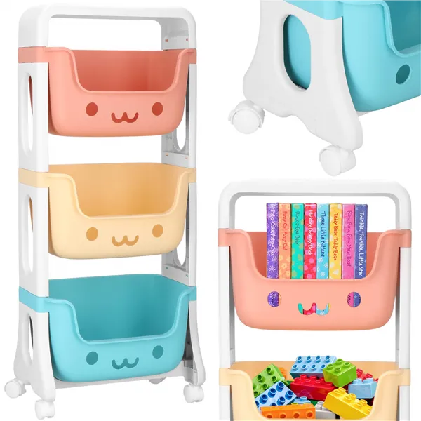 Toy shelf with 3 drawers Springos HA7481 on wheels